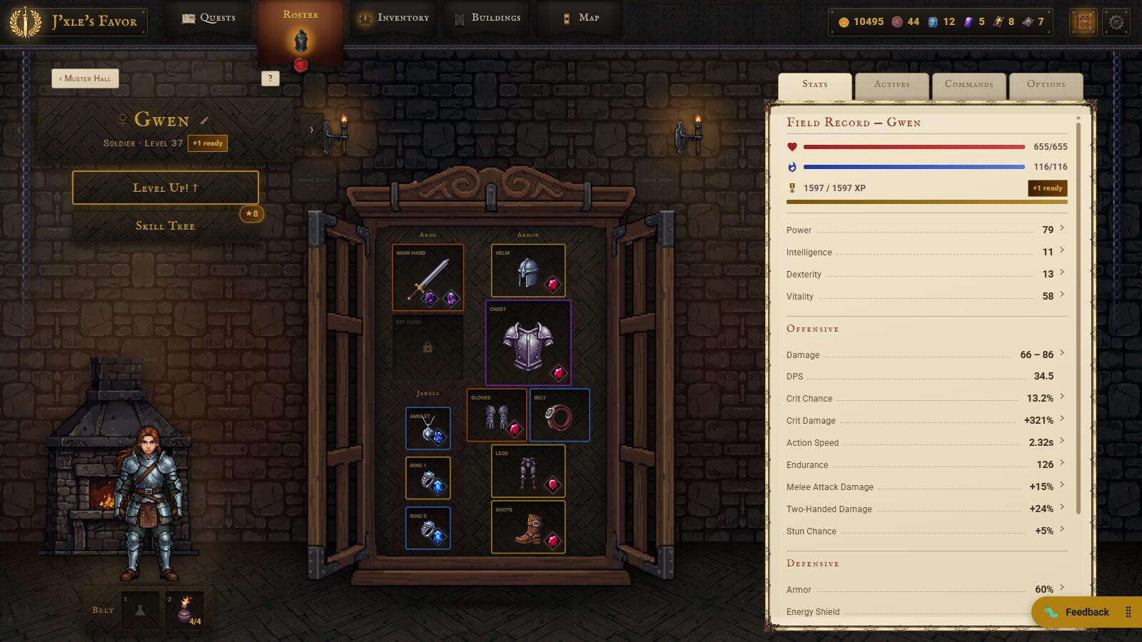 The Armory — a mercenary at her armor cabinet