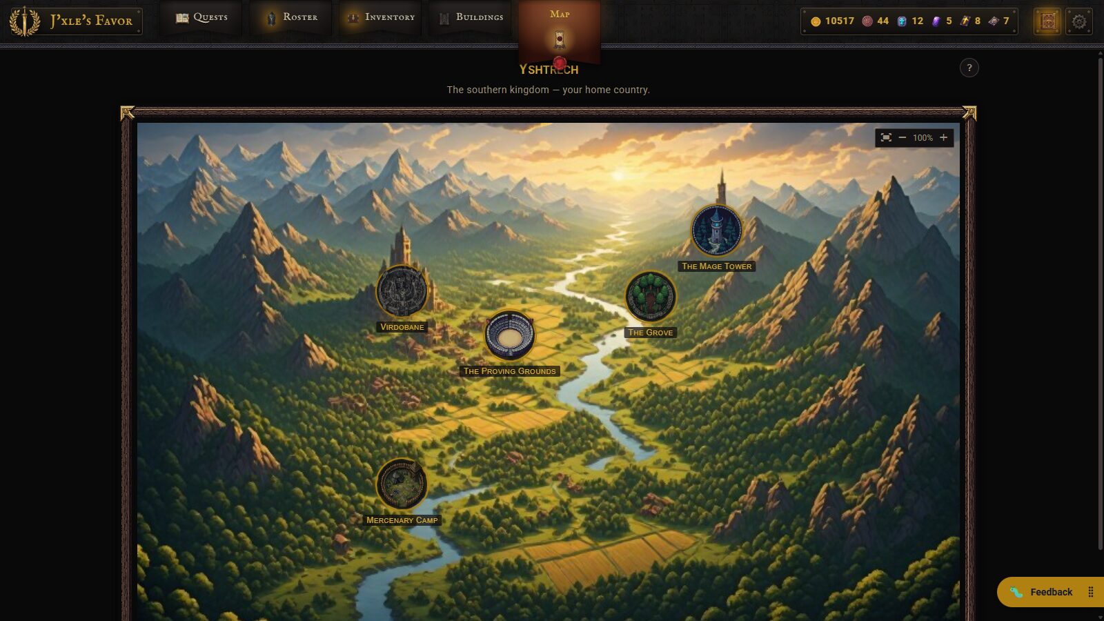 The kingdom of Yshtrech at sunset